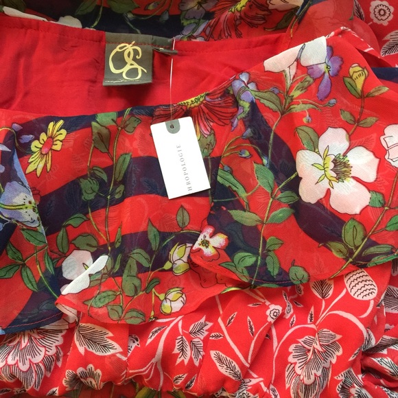 NEW Anthropologie Zuri Midi floral red Dress size S new with tag nwt - Picture 7 of 8